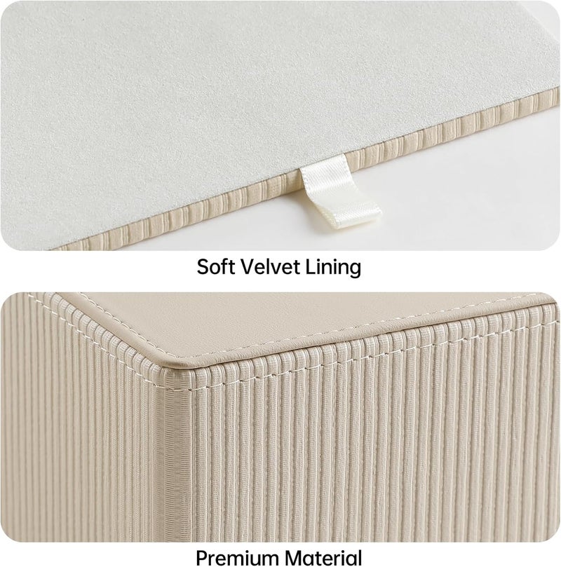 Cretkhp Tissue Box Cover Square with Magnetic Closure, PU Leather Tissue Box Holder for Bathroom NightStands Livingroom, Decorative Modern Square Tissue Holder (Beige) - Image 4